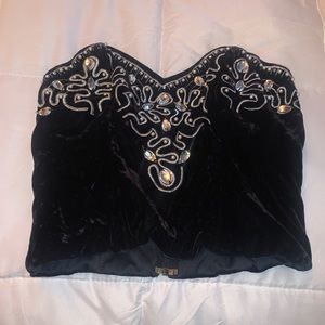 Bejeweled bustier with Silver Embroidery